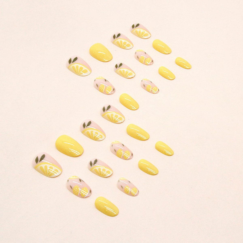 HPYFOI nails worn on hand showing short oval fit and instant polished appearance