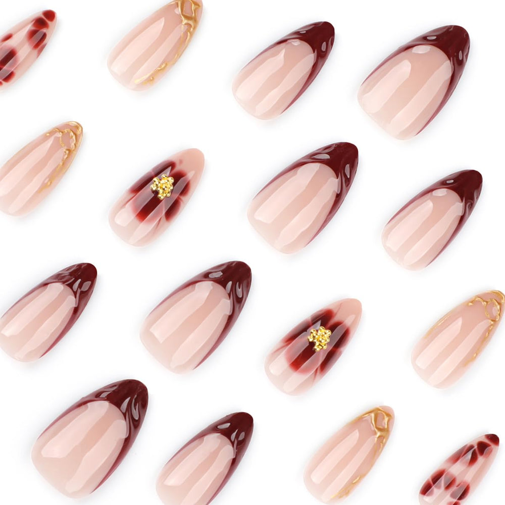 HPYFOI side profile of almond shape on fingertip, shows natural curvature comfort