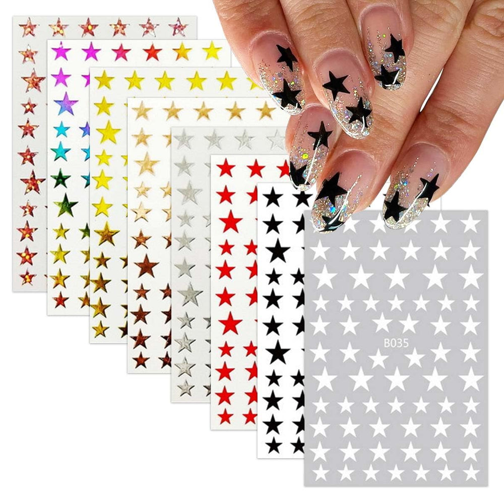 HPYFOI front view of all eight star sticker sheets showing variety and convenience