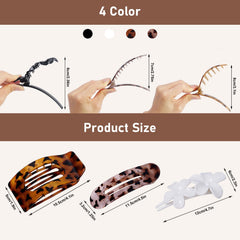 HQ-SITE close-up of matte tortoiseshell square barrette emphasizing sleek design