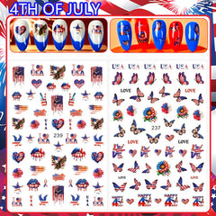 Hrnsnails finished manicure featuring glossy patriotic nails ready for photos