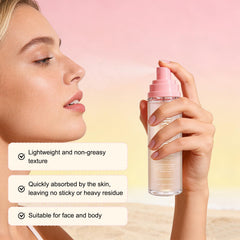 HRTTUO body spray on arm showing even coverage and shimmer