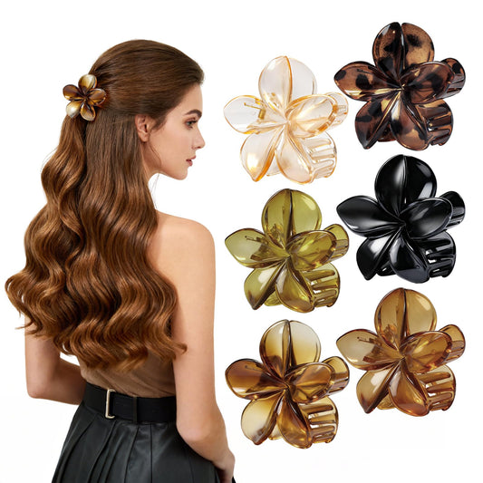 HSEM front packaging showing six colorful Hawaiian flower clips and clear assortment benefit