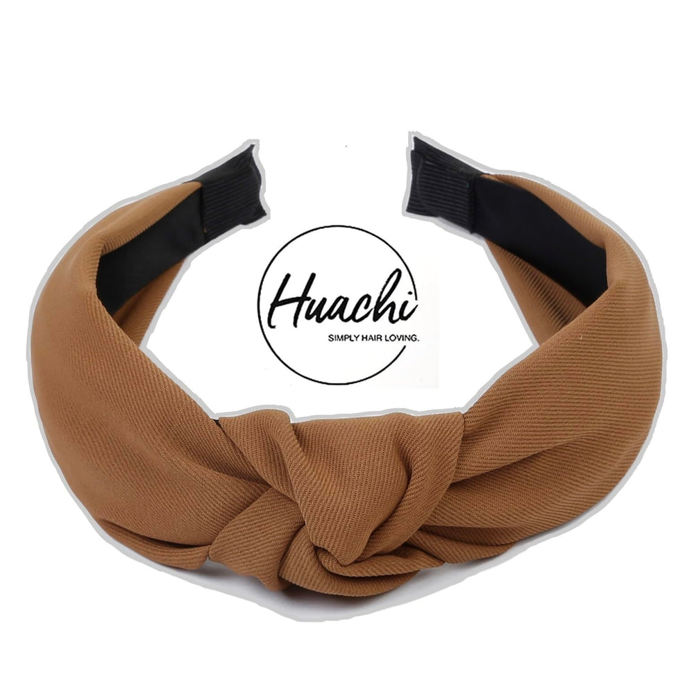 Huachi brown band in ponytail demonstrates secure hold and comfort