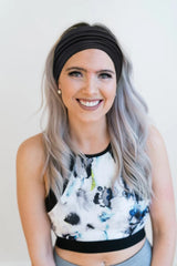 Huachi flat headband measurement displayed to show 8.5 by 4.75 inch size for fit clarity