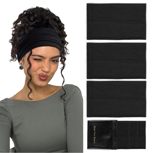 Huachi front view of black headband showing clean finish and secure fit