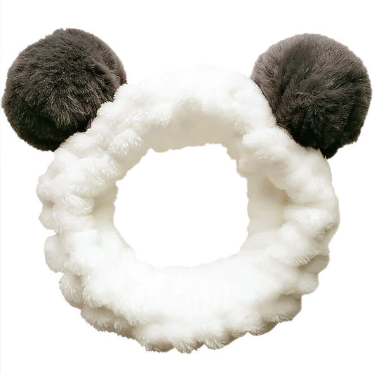 Huachi front view white panda ear headband showing cute styling and secure fit