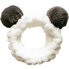 Huachi front view white panda ear headband showing cute styling and secure fit