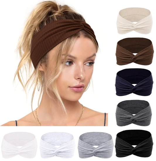 Huachi headband front view showing vintage solid color and turban silhouette for effortless styling