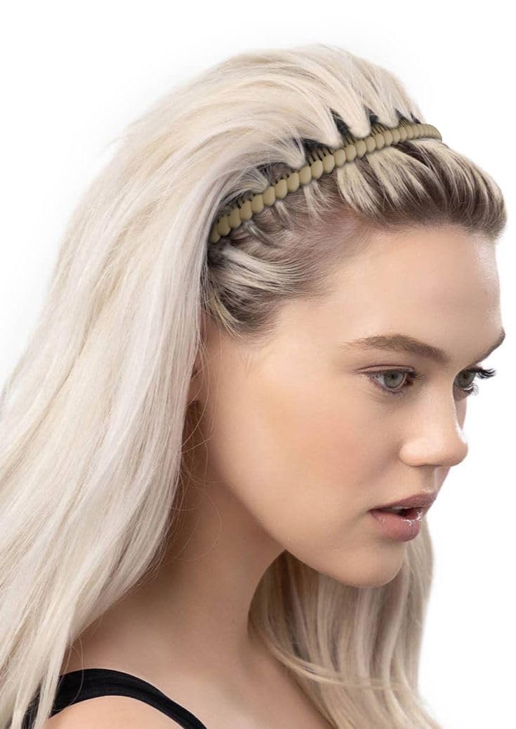Huachi headband styled outdoors showing retro look and practical hold