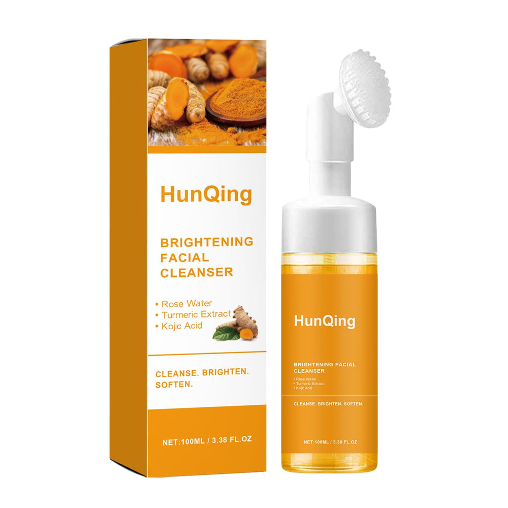 HuaQing front packaging showing cleanser and built-in brush for gentle cleansing