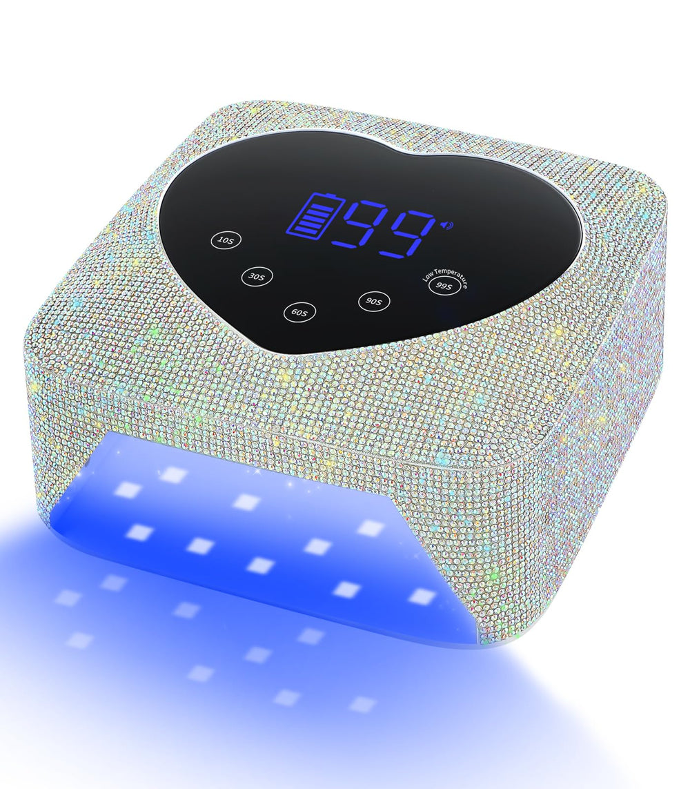 HUGMAPLE front view of diamond nail lamp showing controls and benefit fast curing