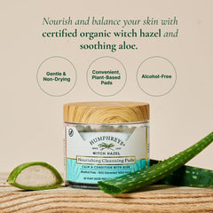 Humphreys ingredients bottle with witch hazel and aloe indicating natural sourcing