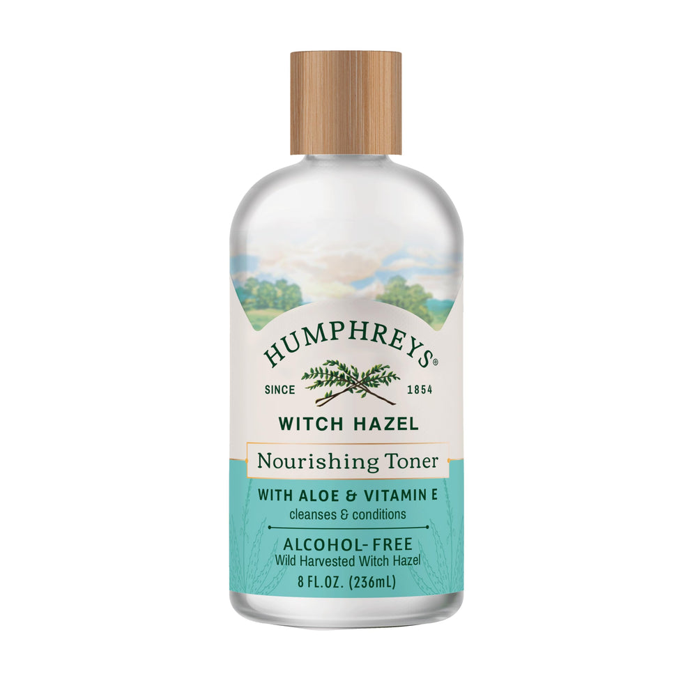 Humphreys front bottle showing cleanser-friendly toner and clean packaging benefit