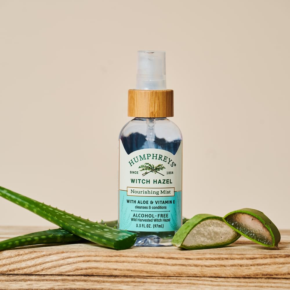 Humphreys mist being spritzed on face showing instant refresh benefit
