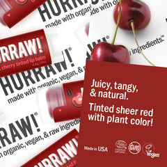 HURRAW! close-up of balm texture, highlights smooth non-sticky finish and moisture