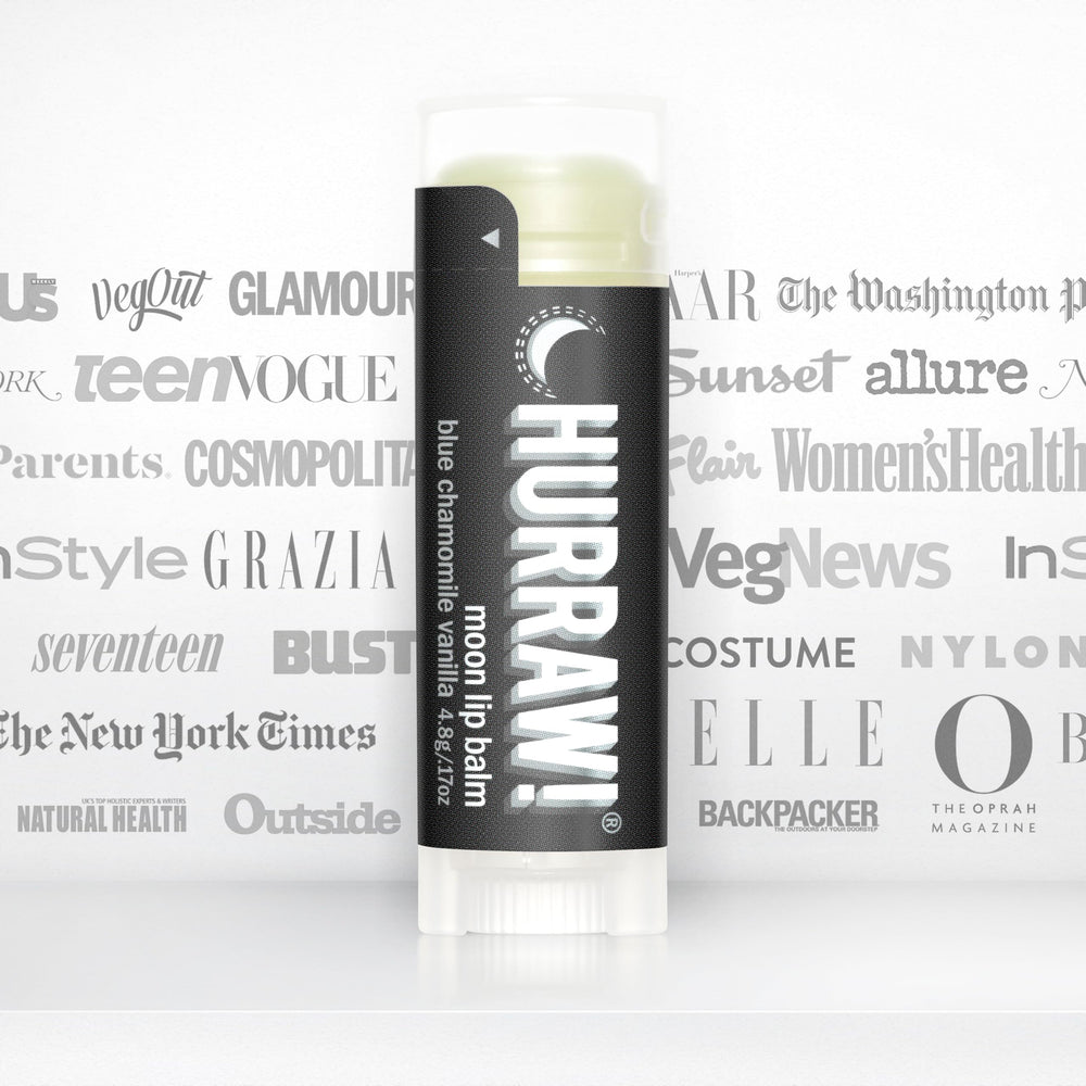 HURRAW! Moon tube on nightstand suggesting overnight lip care routine