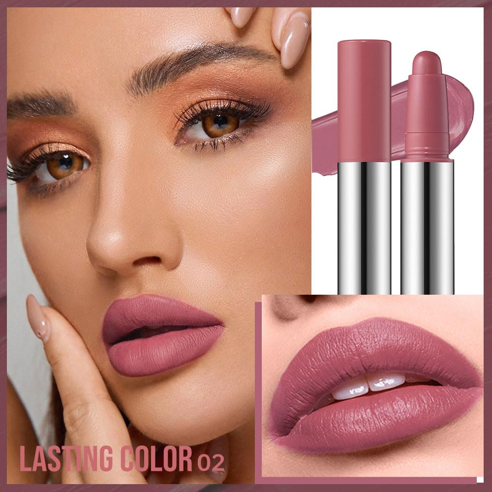 Hxssll applied on lips demonstrating Dusty Rose Mauve's flattering everyday color