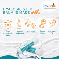Hyalogic ingredient list close-up highlighting organic oils and hyaluronic acid for hydration