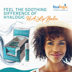 Hyalogic lip balm placed on nightstand suggesting overnight conditioning routine benefit