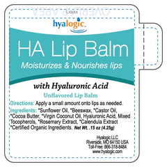 Hyalogic lip balm with cap removed revealing smooth balm top and quick application benefit