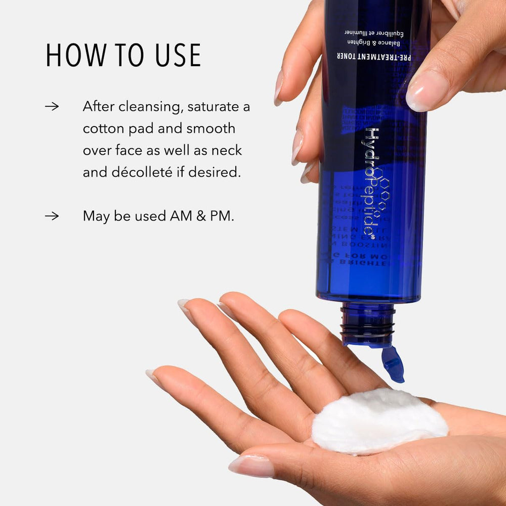 HydroPeptide toner used in bathroom routine illustrating priming benefits before serums