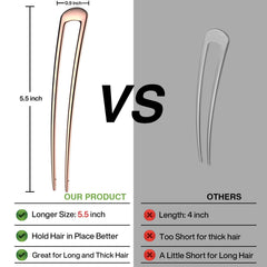 HYFEEL hair fork in bun demonstrating easy use and all-day hold for thick hair