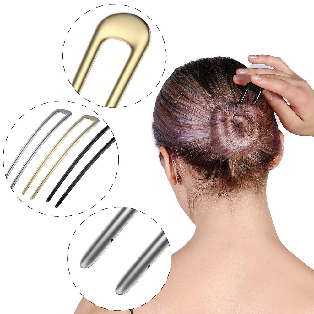HYFEEL hair fork in a chignon on long hair demonstrating secure everyday hold