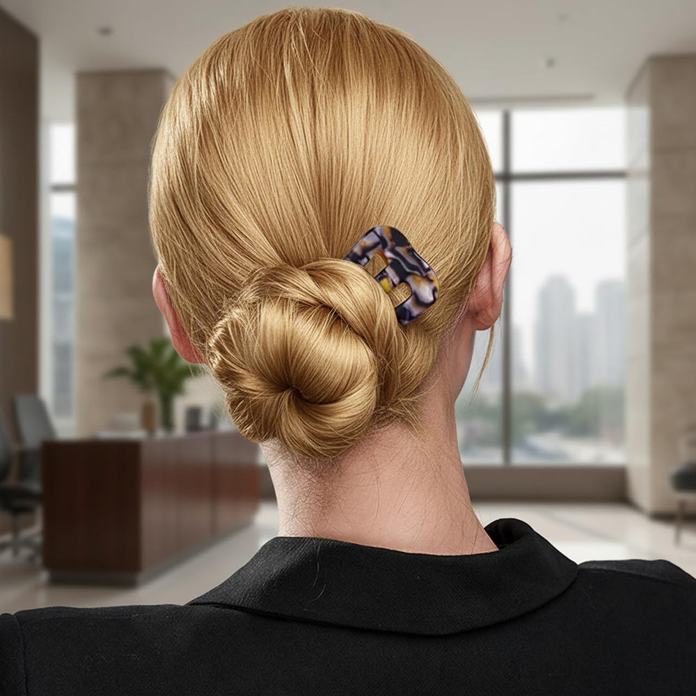 HYFEEL lifestyle image of woman wearing a chignon illustrating polished, effortless updo