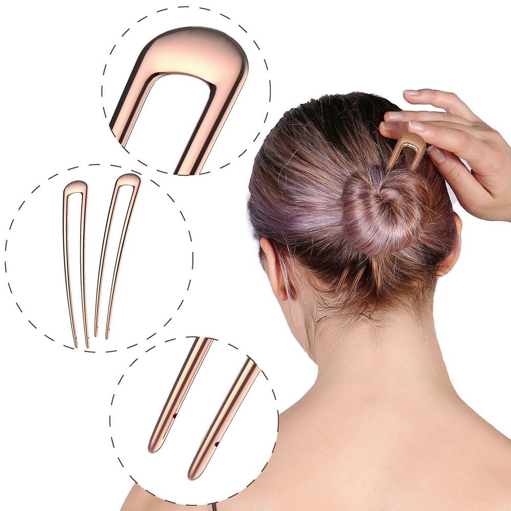 HYFEEL hair pins next to a pen showing extra-long scale for long hair benefit