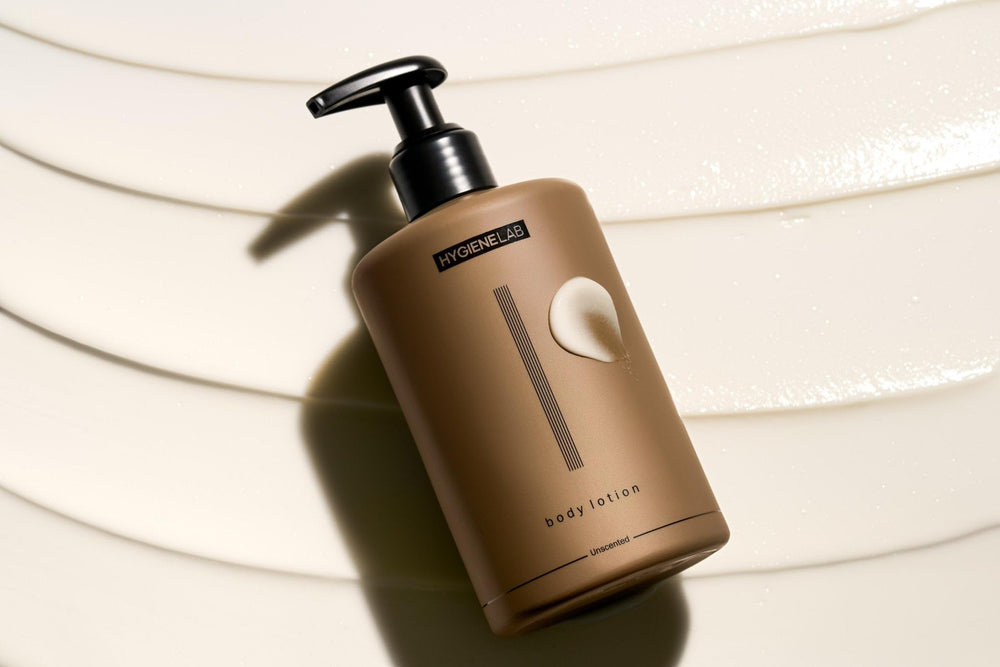 HygieneLab lotion applied on arm showing smooth non-greasy finish