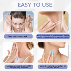 Hywestger applied to model neck showing lifted appearance and immediate smoothing benefit