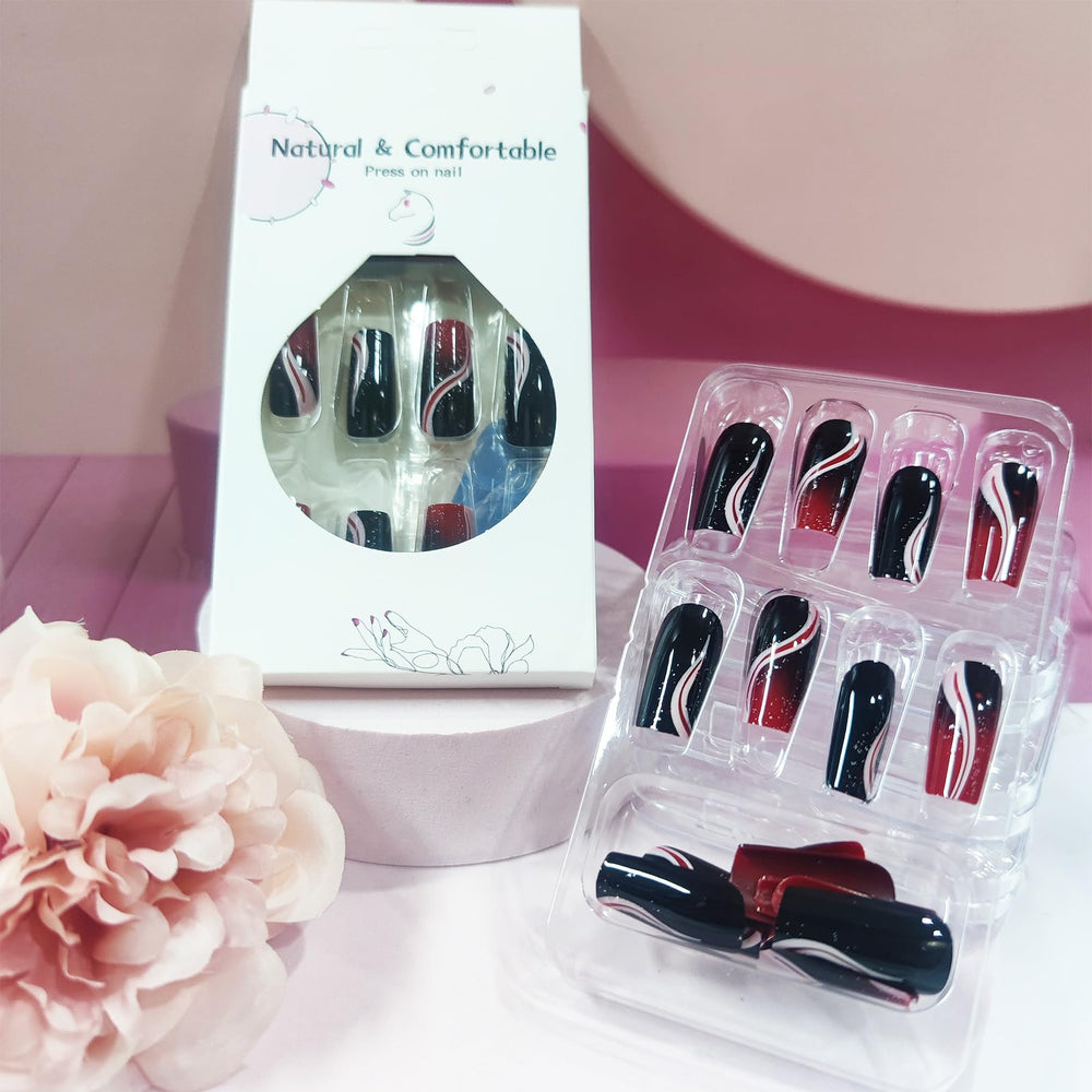 HZJXRT black gradient nail top view displaying glossy finish and modern contrast