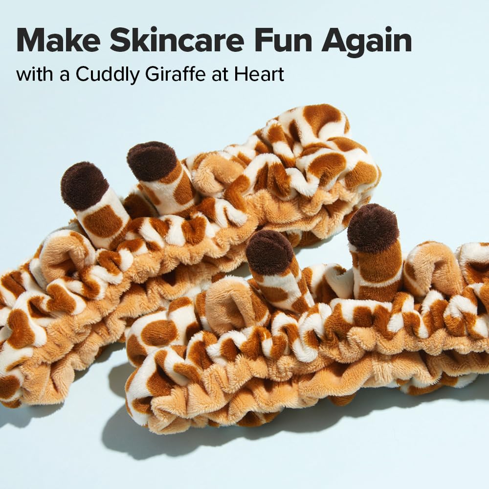 I DEW CARE giraffe headband worn by model keeping hair away for skincare