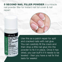 IBD powder application on a broken nail demonstrating fast reinforcement