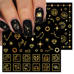 IDDFEVE close-up of zodiac symbols and gold linework highlighting delicate detail