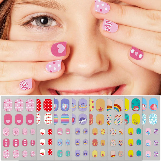IDDFEVE front packaging showing 8 themed nail sticker sheets and colorful designs for kids