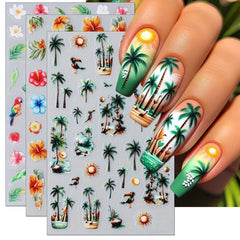 IDDFEVE front packaging showing three tropical nail decal sheets and benefits