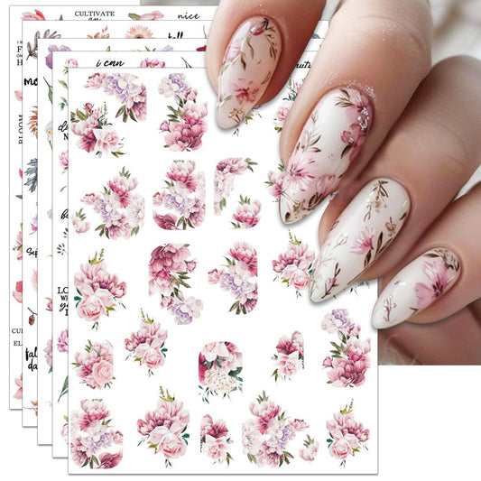 IDDFEVE front packaging showing six sheets of pink peony stickers for easy selection and storage