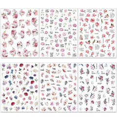 IDDFEVE lifestyle image of a spring manicure styled with peony stickers for a feminine vibe