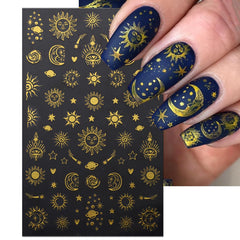 IDDFEVE eight sheets spread flat displaying assorted sun, moon and star decals for many design options
