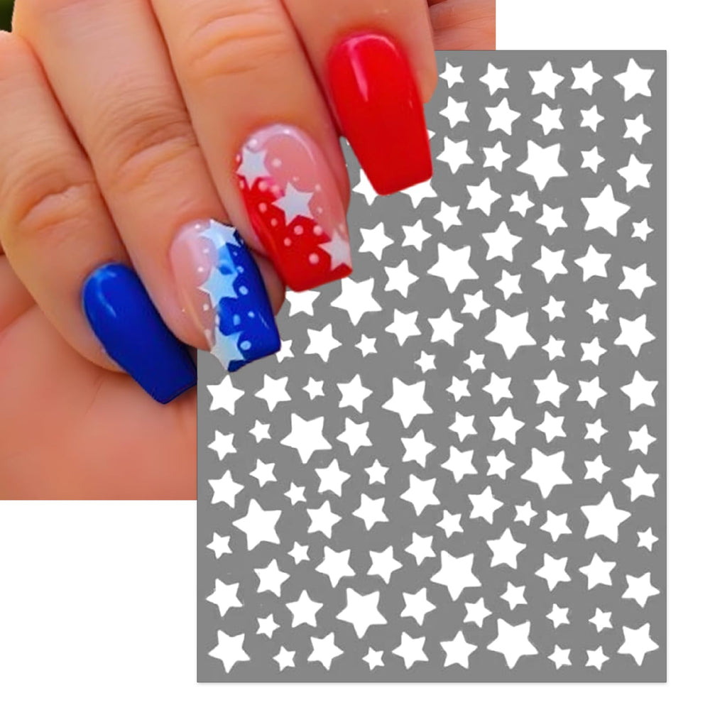 IDDFEVE patriotic star decals on toenail pedicure, durable party-ready look