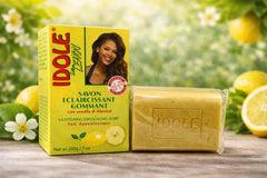 Idole bar front packaging showing lemon exfoliating soap and brightening benefit