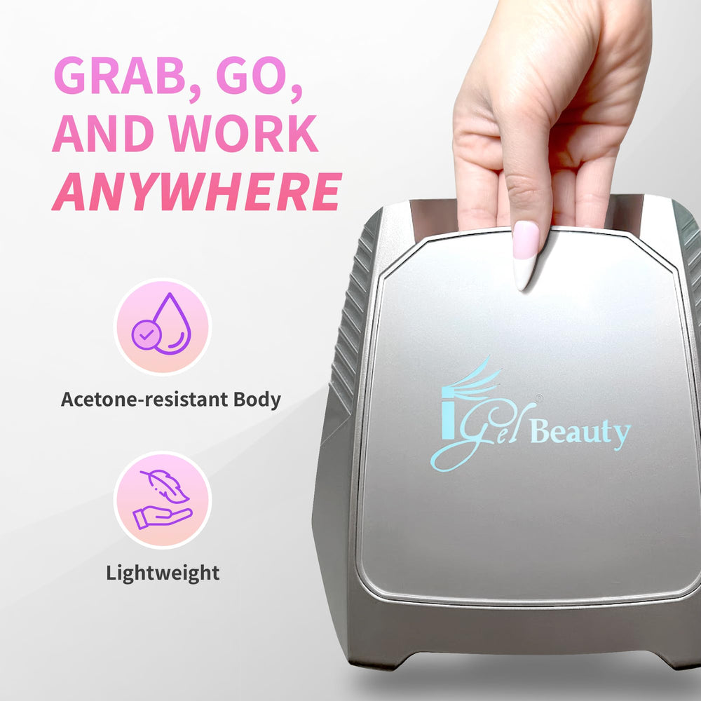 iGel Beauty battery scale showing 5200mAh cordless runtime advantage