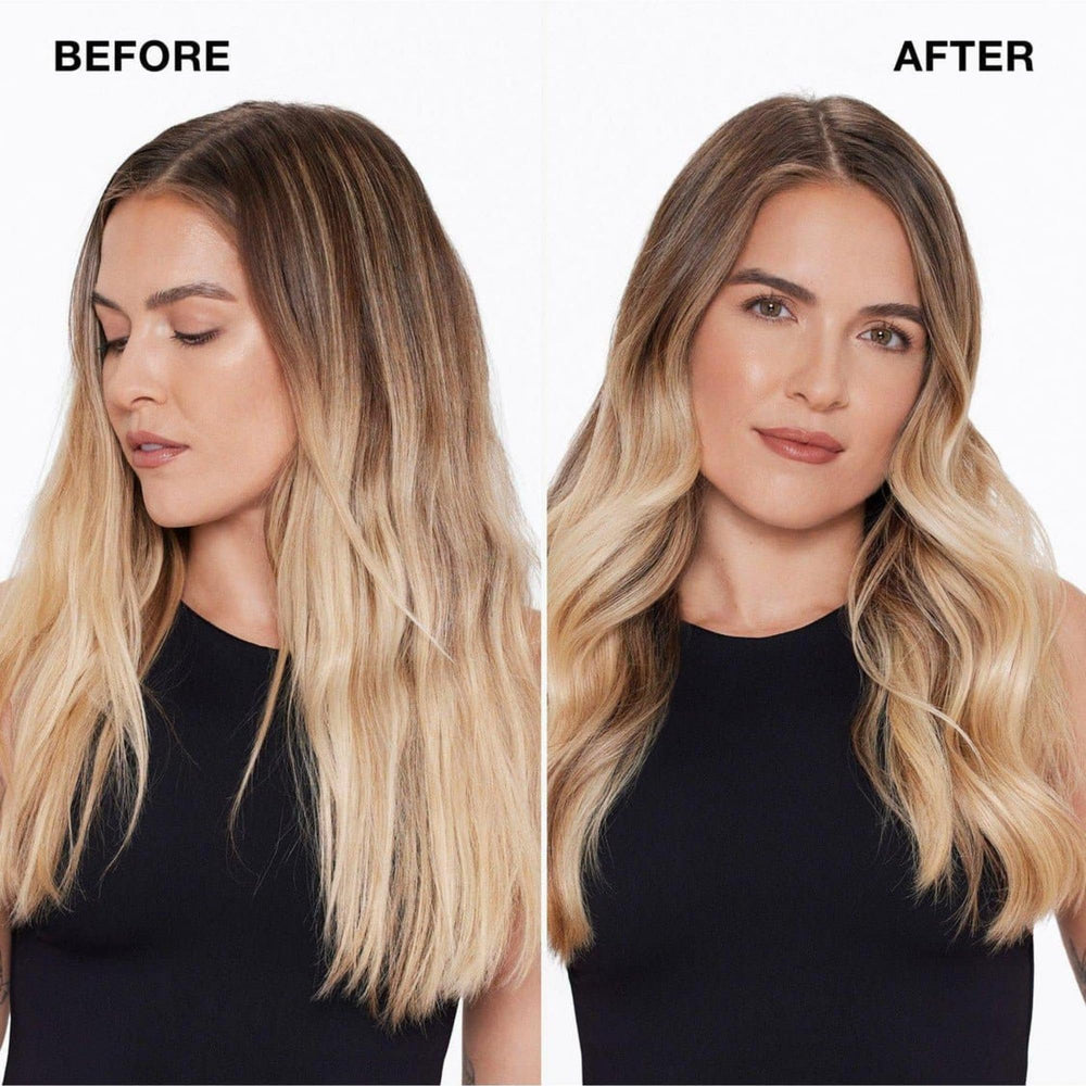 Model applying IGK Antisocial on dry hair demonstrating overnight leave-in use