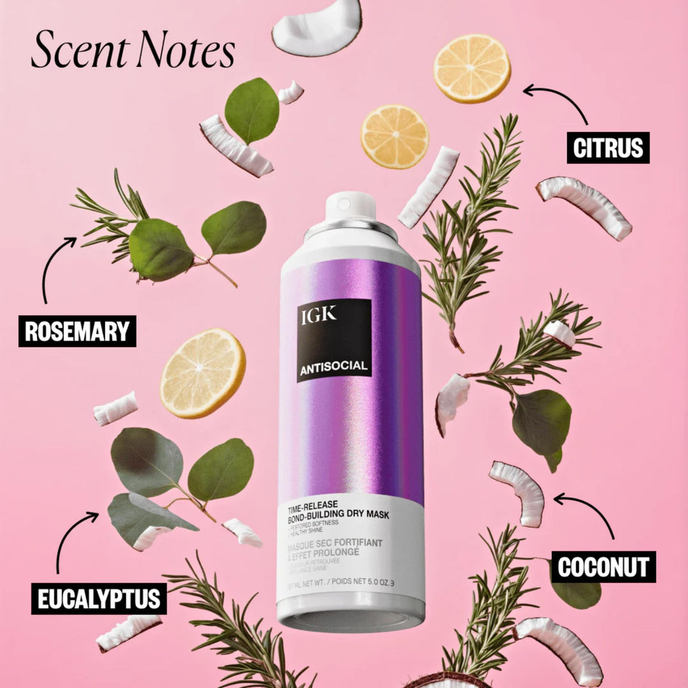 Nightstand lifestyle shot of IGK Antisocial ready for overnight hair care