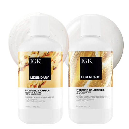 IGK front packaging of Dream Hair duo showing clean bottles and benefit of easy hydration