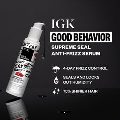 IGK Good Behavior pump close-up highlighting dispenser for precise, low-waste application