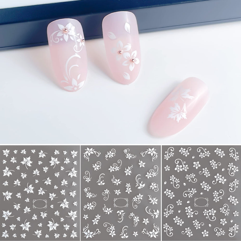 IHUKEIT six sheets spread flat displaying variety of white flower designs for creative mixing