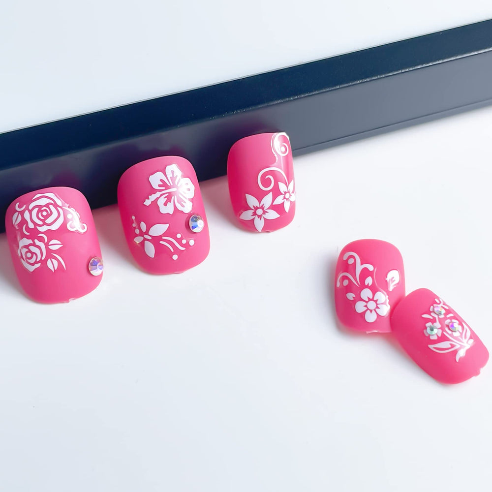 IHUKEIT stickers applied on acrylic nails showing polished finish and easy salon-style result